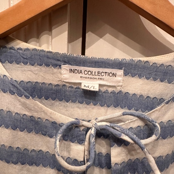 India Collection Blue and White Striped Midi Dress - Picture 1 of 3
